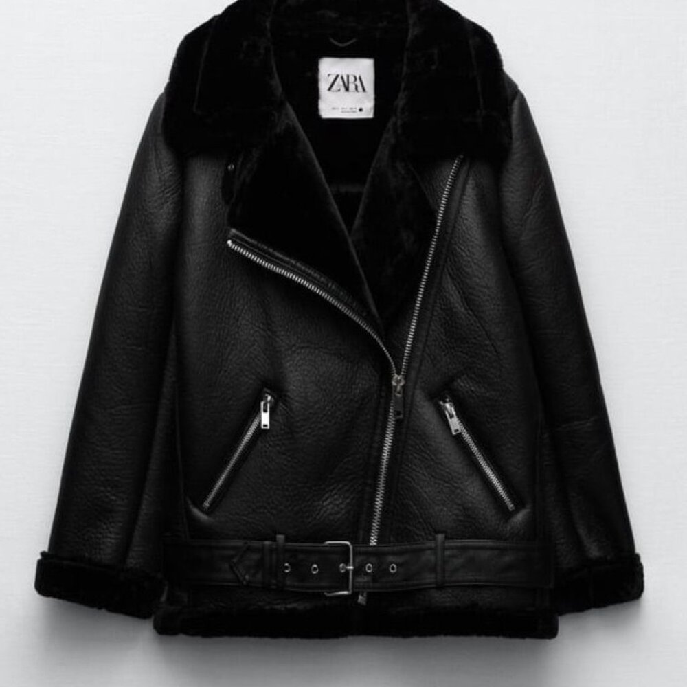 Zara Double-Faced Fur-Lined Leather Jacket